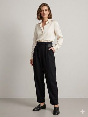 Vintage LOOKS Black Pleated Wool Trousers – Made in Canada